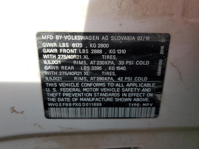 2016 VOLKSWAGEN TOUAREG SP WVGEF9BPXGD011699