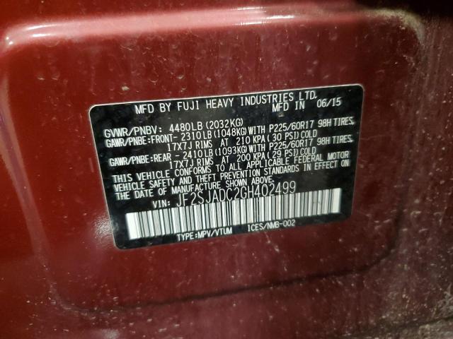 2016 SUBARU FORESTER 2 - JF2SJADC2GH402499