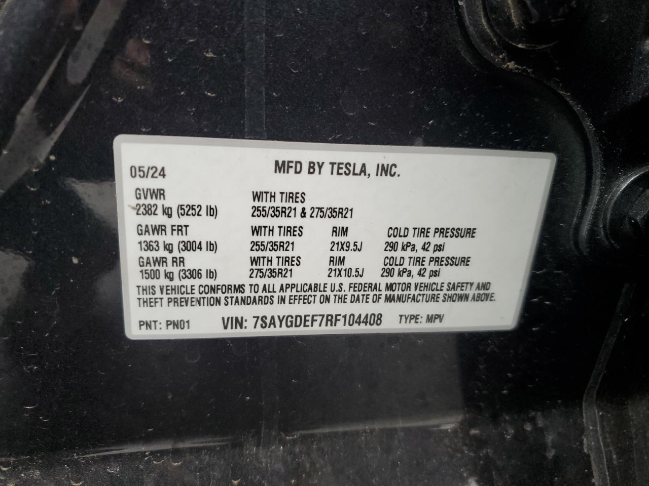 Lot #3036925740 2024 TESLA MODEL Y