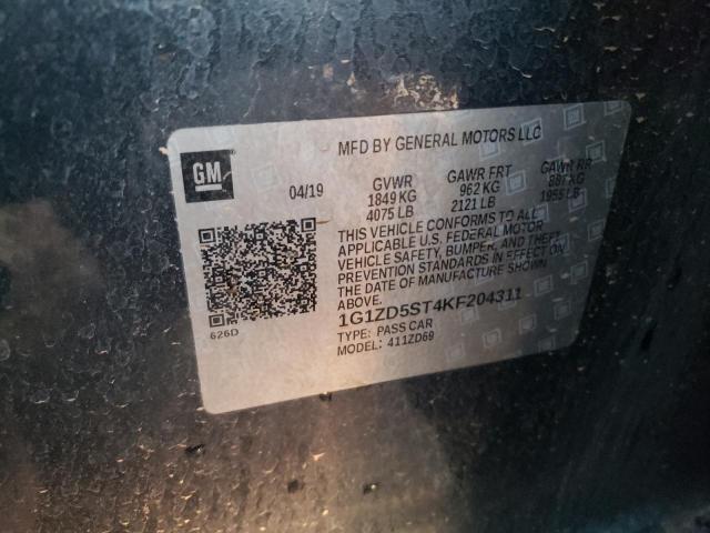 2019 CHEVROLET MALIBU LT - 1G1ZD5ST4KF204311