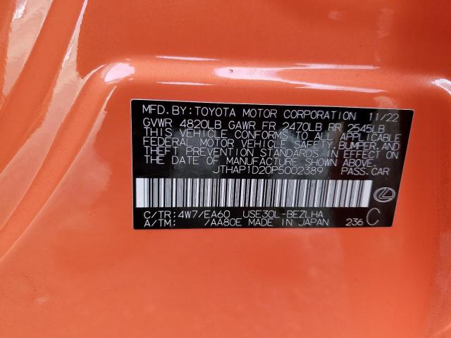 2023 LEXUS IS 500 F S JTHAP1D20P5002389