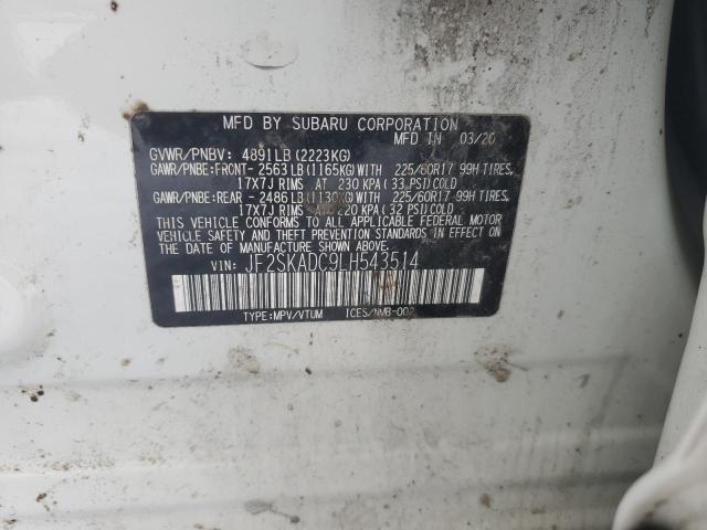 2020 SUBARU FORESTER JF2SKADC9LH543514