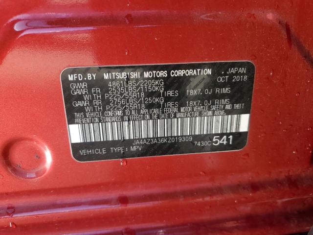 2019 MITSUBISHI OUTLANDER - JA4AZ3A36KZ019309