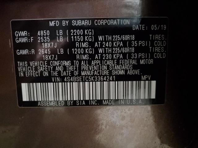2019 SUBARU OUTBACK TO - 4S4BSETC5K3364241