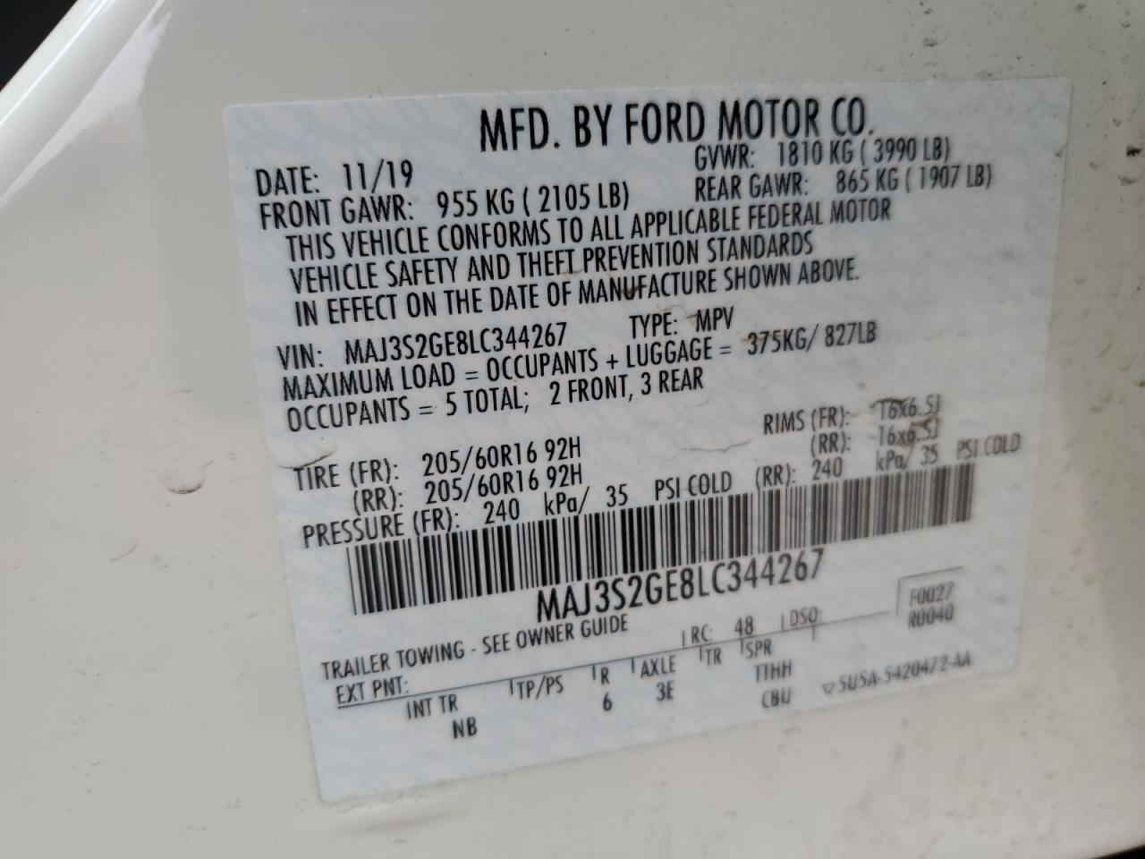 Lot #3028311790 2020 FORD ECOSPORT S