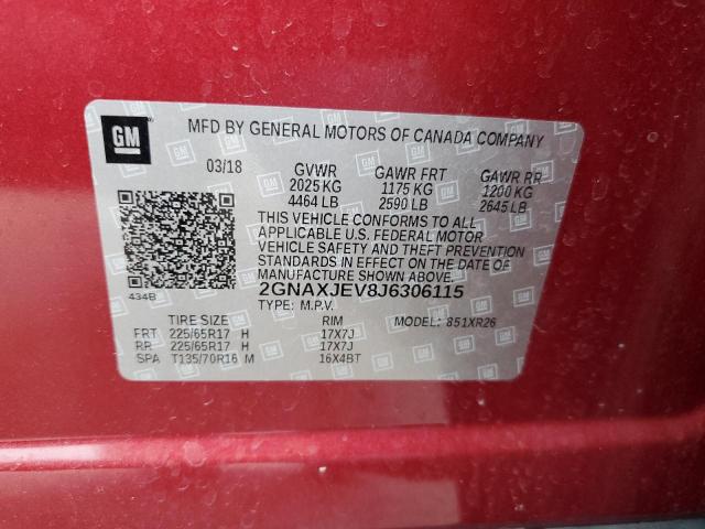 2018 CHEVROLET EQUINOX LT - 2GNAXJEV8J6306115