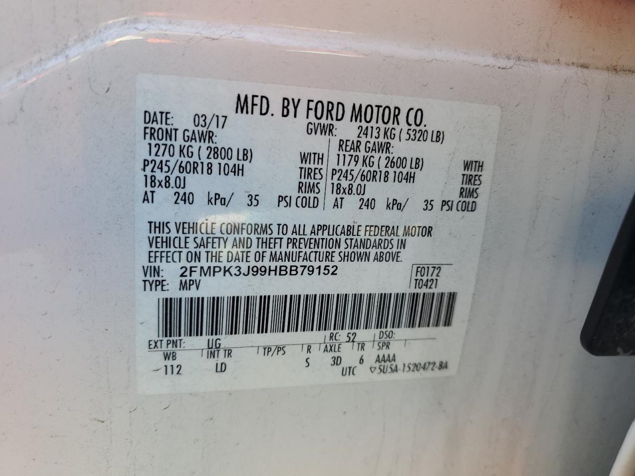 Lot #3024953425 2017 FORD EDGE SEL