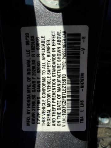 2020 HONDA CIVIC SPOR - 19XFC2F87LE215610