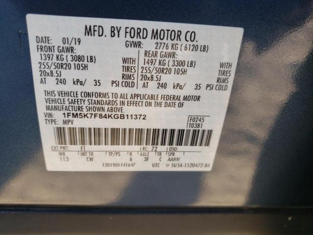 VIN 1FM5K7F84KGB11372 2019 FORD EXPLORER no.13