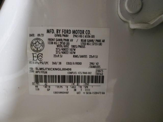 2022 LINCOLN AVIATOR RE - 5LM5J7XCXNGL00406