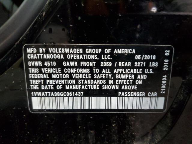 VIN 1VWAT7A38GC061437 2016 VOLKSWAGEN PASSAT no.12