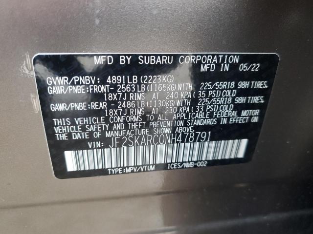 2022 SUBARU FORESTER T - JF2SKARC0NH478791