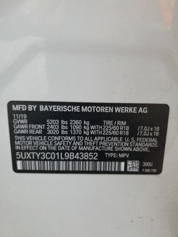 VIN 5UXTY3C01L9B43852 2020 BMW X3 no.12