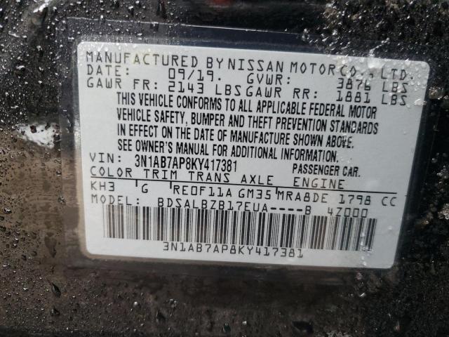 2019 NISSAN SENTRA S - 3N1AB7AP8KY417381