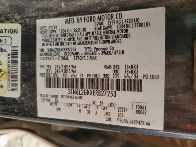 VIN 3LN6L2GKXER827253 2014 LINCOLN MKZ no.12