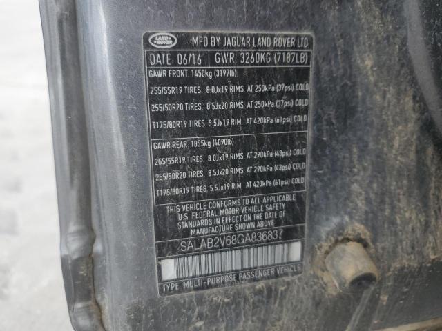 2016 LAND ROVER LR4 SALAB2V68GA836837