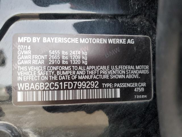 2015 BMW 650 I GRAN - WBA6B2C51FD799292