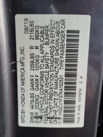 2019 HONDA ACCORD SPO - 1HGCV1F37KA162521