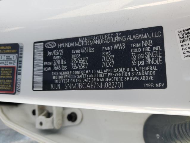 VIN 5NMJBCAE7NH082701 2022 HYUNDAI TUCSON no.13