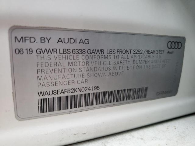 2019 AUDI A8 L WAU8EAF82KN024195