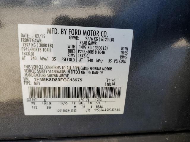 VIN 1FM5K8D89FGC13975 2015 FORD EXPLORER no.13