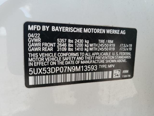 2022 BMW X3 XDRIVE3 - 5UX53DP07N9M13593