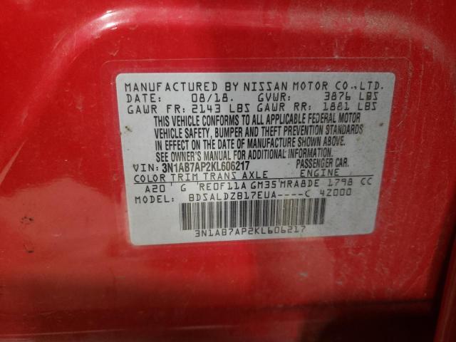 2019 NISSAN SENTRA S 3N1AB7AP2KL606217