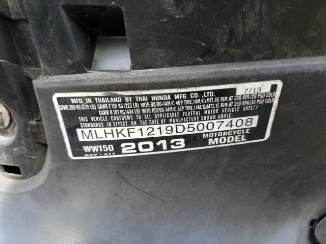 2013 HONDA PCX 150 MLHKF1219D5007408