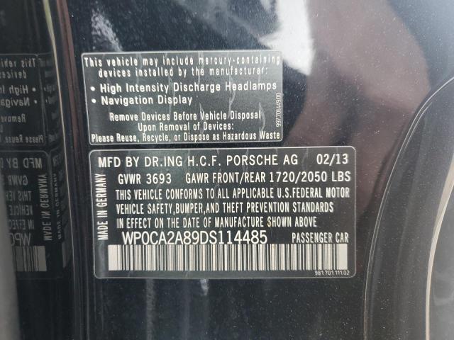 VIN WP0CA2A89DS114485 2013 PORSCHE BOXSTER no.12