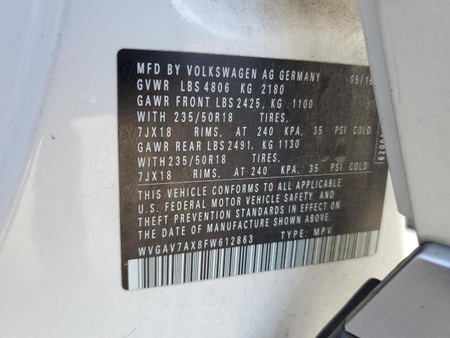 2015 VOLKSWAGEN TIGUAN S - WVGAV7AX8FW612863