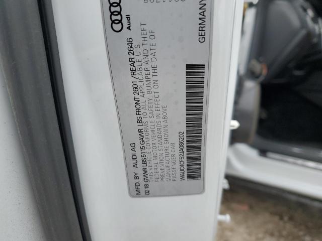 2018 AUDI S5 PRESTIG WAUC4CF52JA086202