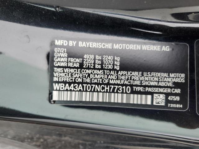 VIN WBA43AT07NCH77310 2022 BMW 4 SERIES no.12