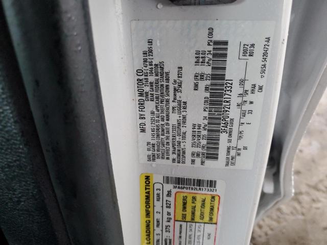 2020 FORD FUSION SE - 3FA6P0T92LR173321