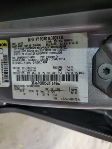 2020 FORD FUSION SE - 3FA6P0HD5LR164867