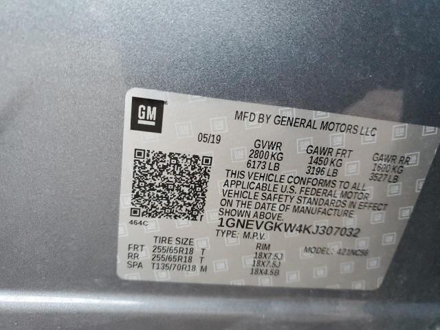 2019 CHEVROLET TRAVERSE L - 1GNEVGKW4KJ307032