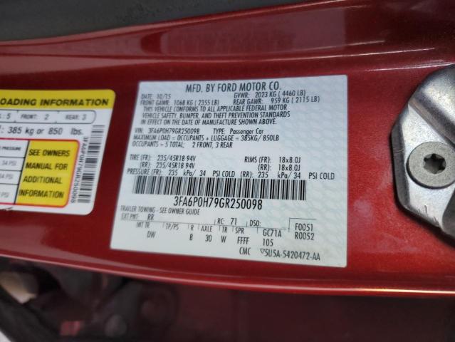 2016 FORD FUSION SE - 3FA6P0H79GR250098