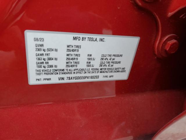 VIN 7SAYGDEE6PA165203 2023 TESLA MODEL Y no.13