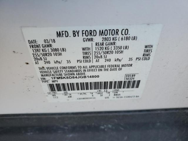 2018 FORD EXPLORER X - 1FM5K8D84JGB14800