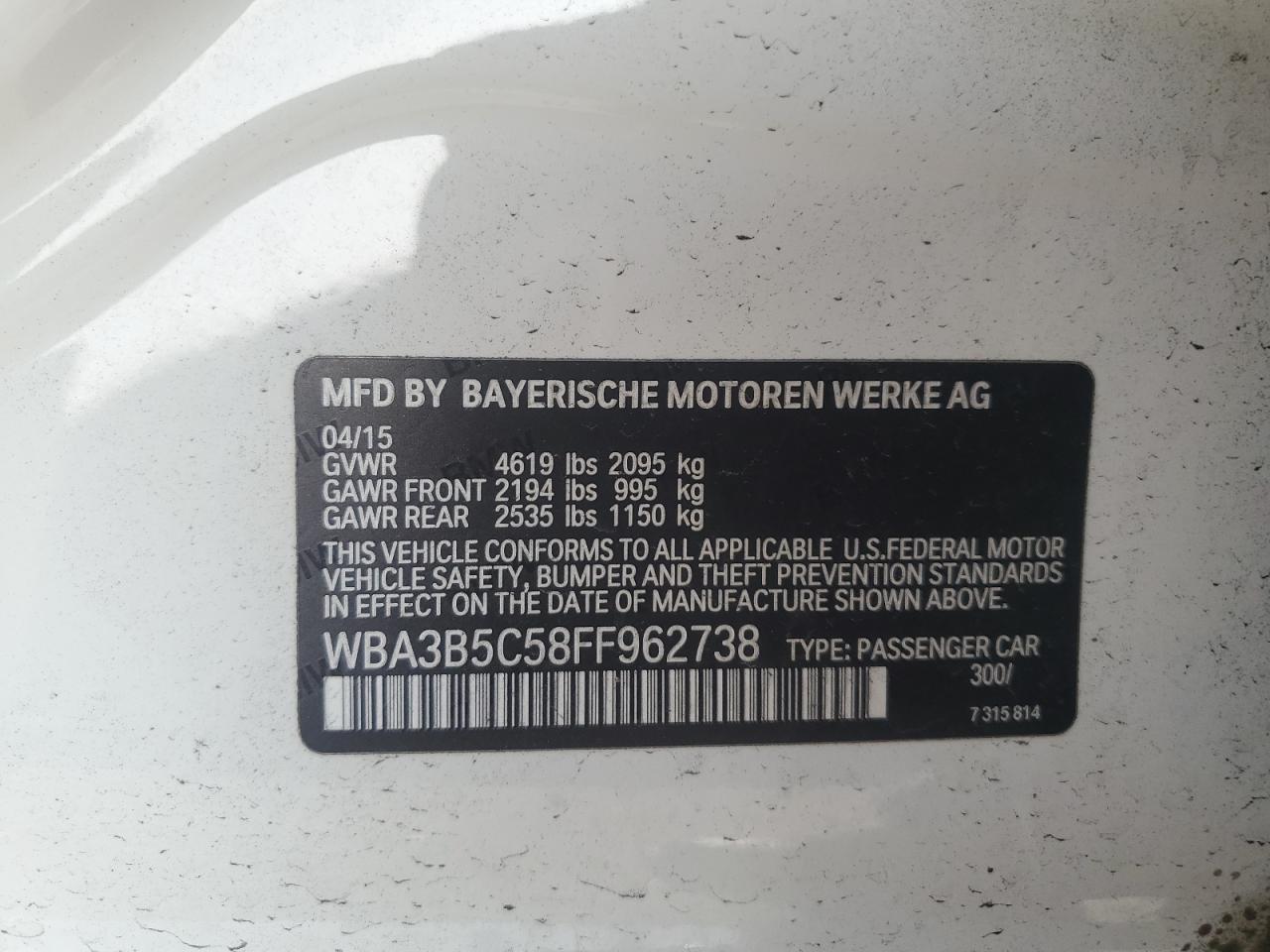 Lot #3023388257 2015 BMW 328 XI SUL