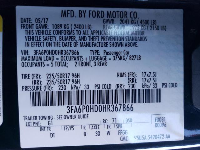 VIN 3FA6P0HD0HR367866 2017 FORD FUSION no.12