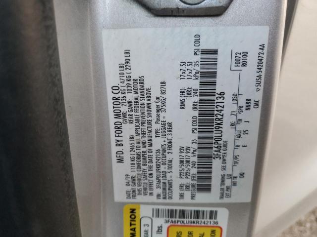 2019 FORD FUSION SE - 3FA6P0LU9KR242136