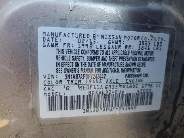 2015 NISSAN SENTRA S - 3N1AB7AP0FY243442