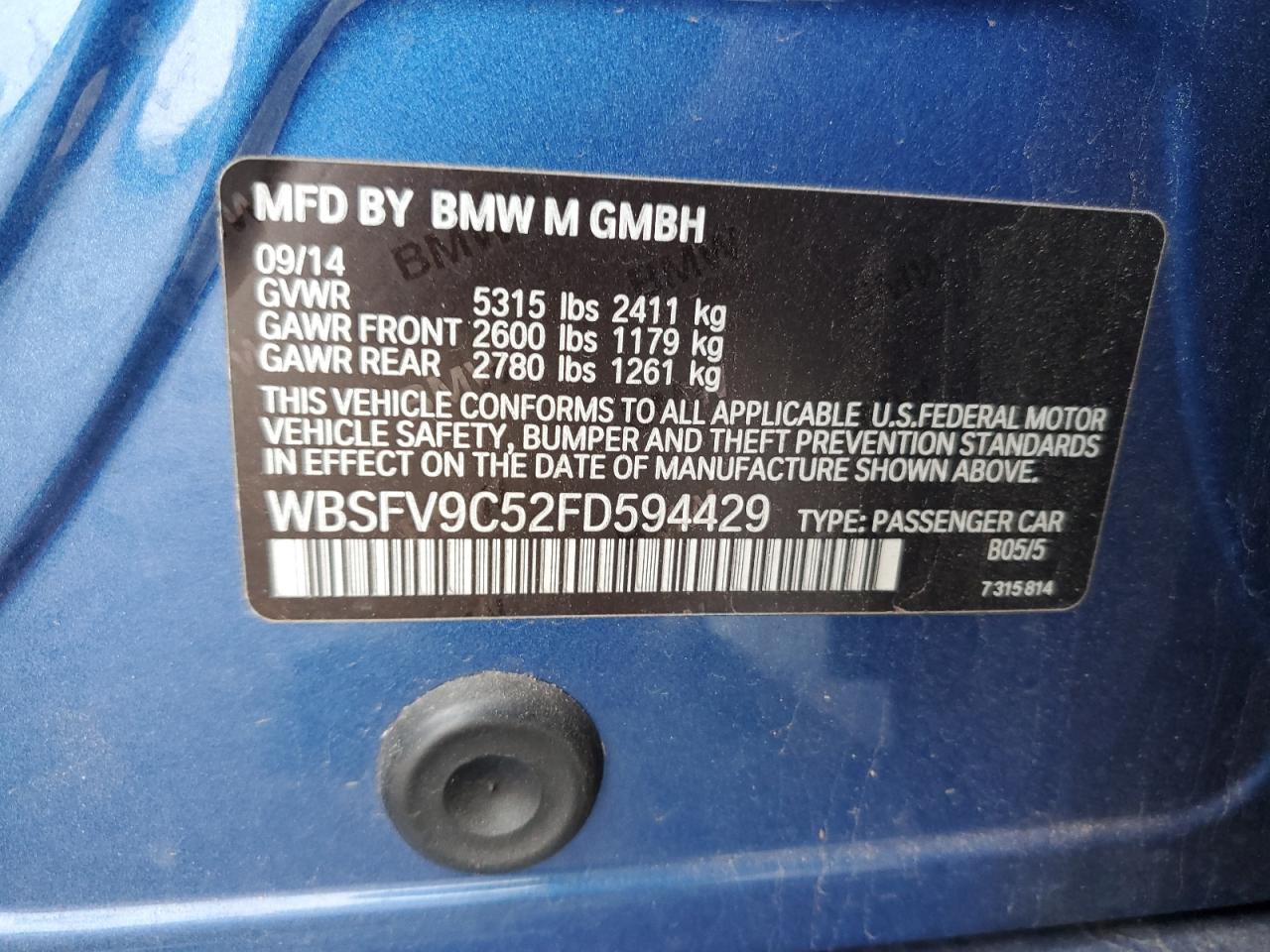 Lot #3028512970 2015 BMW M5