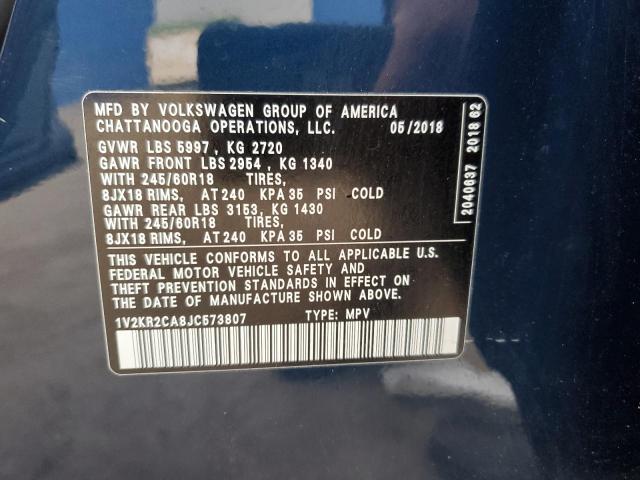 VIN 1V2KR2CA8JC573807 2018 VOLKSWAGEN ATLAS no.13