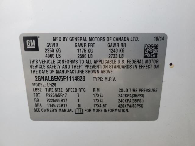 2015 CHEVROLET EQUINOX LT - 2GNALBEK5F1114839