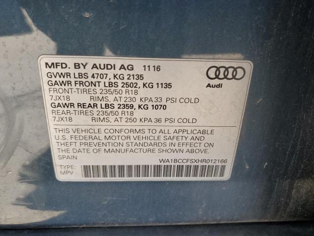 2017 AUDI Q3 PREMIUM - WA1BCCFSXHR012166