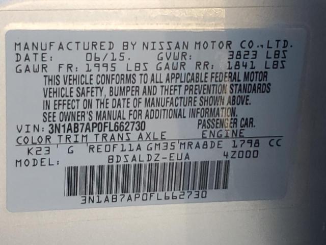 VIN 3N1AB7AP0FL662730 2015 NISSAN SENTRA no.12