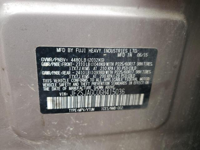 2016 SUBARU FORESTER 2 - JF2SJAGC0GH415036