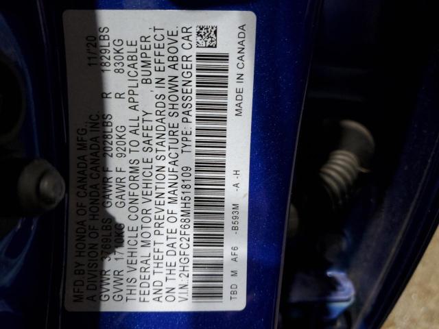 2021 HONDA CIVIC LX - 2HGFC2F68MH518109