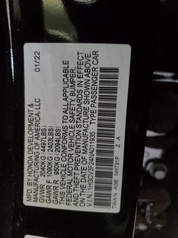 2022 HONDA ACCORD HYB - 1HGCV3F24NA011935